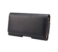 DFV mobile - Authentic Leather Horizontal Belt Clip Case for TCL 60R (2025) - Black