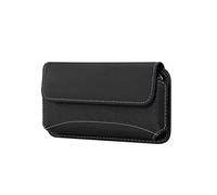 DFV mobile - Horizontal Belt Pouch New Leather and Nylon for TCL 60R (2025) - Black