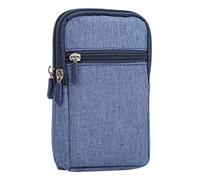 DFV mobile - Universal Multi-functional Vertical Stripes Pouch Bag Case Zipper Closing Carabiner for PUNKT MP02 (2018) - Blue (17 x 10.5 cm)