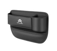DFVBNH Car Seat Gap Filler Organiser for Citroen Berlingo 2018-2023, Seat Storage Box Front Seat Gap Filler with Cup Holder Car Seat Organizer PU Leather Adjustable Accessories,B-Black
