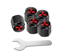 DFVBNH Car Wheel Valve Dust Caps for Mitsubishi Shogun 2014-2019, Tyre Valve Caps Tire Valve Stem Caps Dust Caps for Car Tyres Aluminum Dust-Proof Waterproof Replacement Accessories,Black-A-5PCS
