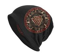 DFWY Men's Viking Tree Of Life Tattoo Beanie Hat, Norse Myth 3D Printed Thin Bonnet Slouchy Stocking Cap Headwraps (Color : Valknut B, Size : Get Two)