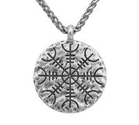 DFWY Nordic Viking Helm Of Awe Necklace - Men's Women Stainless Steel Aegishjalmur Pendant Talisman -Handmade Norse Mythology Protection Pagan Jewelry Gift