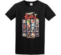DFXBHW Man's T-Shirt Street Fighter Turbo Player Select Bison Vega Sagat Combat Capcom Black