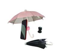 DFXIU 2-Pack Phone Umbrella for Sun, Pink Phone Sun Shade Shield Umbrella, Universal Adjustable Sun Shade Cover with Cute Pig hand Suction Cup Phone Holder Pink/Black