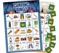 DFXIU Camping Bingo Game Cards with 24 Players Camp Adventure Party Games Forest Jungle Bingo Cards for Family Friends Activities (Camping Bingo Cards)