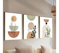 DFZEWKI 3pcs Modern Boho Abstract Plant Poster Prints Mid Century Bohemian Geometry Botanical Canvas Wall Art Painting Picture(20x30cm(8x12in) x3)