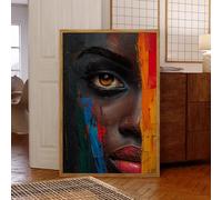 DFZEWKI Abstract Color Intense Gaze The Mysterious Woman's Face Wall Art Prints Canvas Painting Poster Living Room Home Decor(70x90cm(26x35in)/No frame)