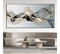 DFZEWKI Abstract Floating Black Gold Mesh Canvas Painting Modern Luxury Wall Art Canvas Prints Artwork Pictures Home Decorative(70x140cm(28x55in)/No frame)