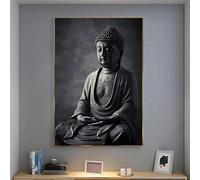 DFZEWKI Black Meditating Buddha Statue Wall Art Canvas Painting Posters Prints on the Wall for Living Room Home Decor(50x70cm(20x28in)/No frame)