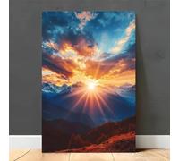 DFZEWKI Frameless Mountain Sunset Landscape Canvas Painting Prints Wall Art Contemporary Nature Posters Modern Artwork Home Decor 70x100cm(28x39in) Frameless