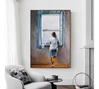 DFZEWKI Girl At the Window by Salvador Dali Canvas Painting Prints Poster Wall Art Picture for Living Room Bedroom Home Decor 80x120cm(31x47in) Frameless