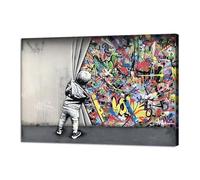 DFZEWKI Graffiti Wall Art Paintings Posters and Prints Kids Behind The Curtain Abstract Canvas Pictures Artwork Home Decor 40x50cm(16x20in) Frameless