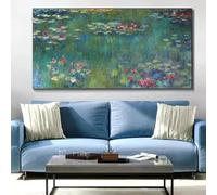 DFZEWKI Large Size Claude Monet Water Lotus Canvas Artwork Paintings Impressionist Posters Prints Wall Art Pictures Home Decor 50x100cm(20x39in) Frameless