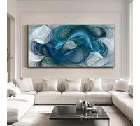 DFZEWKI Modern Abstract Canvas Art Prints Gradient Blue White Minimalist Texture Poster Wall Art Decor for Living Room Bedroom(40x80cm(16x31in)/No frame)
