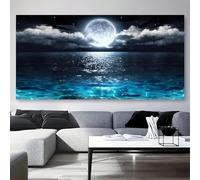 DFZEWKI Moonlight Ocean Canvas Wall Art Large Abstract Moonlight Reflection Canvas Prints Pictures Modern Home Decoration(50x100cm(20x39in)/No frame)
