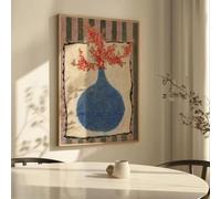 DFZEWKI Pastel Eclectic Minimalist Mid Century Botanical Still Life Printable Poster Boho Vibrant Wall Art Vase Flower Drawing(70x100cm(28x39in)/No frame)