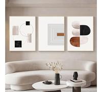 DFZEWKI White Black Line Art Canvas Prints Geometry Abstract Wall Art Decorative Posters for Living Room Nordic Bedroom(20x30cm(8x12in) x3/No frame)