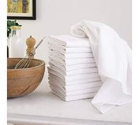 DG Collections Flour Sack Dish Towels, 100% Cotton, Set Of 12 (27 X 27 Inches), Vintage Multi-Purpose White Kitchen Towels, Very Soft, Highly Absorbent, Lint Free