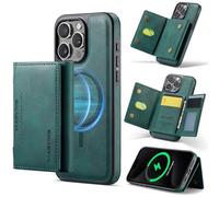 DG.MING 2 in 1 Detachable Magnetic Leather Case for iPhone 15 Pro Max, RFID Wallet with 8 Card Slots Compatible with MagSafe Wireless Charging, Shockproof Protective Phone Case (Green)