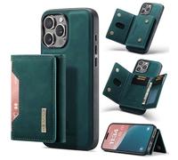 DG.MING 2-in-1 Magnetic Detachable Leather Wallet Case for iPhone 14 Pro,8 Card Slots,Kickstand Feature,Shockproof TPU & Premium Leather Phone Cover(Green)