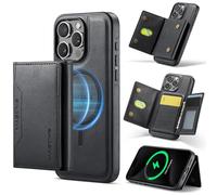 DG.MING 2 in 1 Removable Magnetic Leather Case for iPhone 14 Pro Max,RFID Blocking Wallet with 8 Card Slots,Compatible with MagSafe Wireless Charging,Shockproof Protective Phone Case(Black)