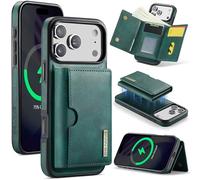 DG.MING for iPhone 17 Pro Max 2-in-1 Magnetic Leather Folio Case with Detachable Cover,RFID Blocking Wallet with 6 Card Slots,Compatible with Wireless Charging,Shockproof Protective Phone Case(Green)