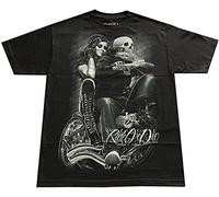 DGA David Gonzales Art Ride Or Die Biker Men's T-Shirt Biker Babe Black