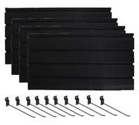 DGAMHF 4 Pieces Slatwall Panel, Slat Wall Paneling Garage Wall Organizer With 10 Hooks, Heavy Duty Wall Mounted PVC Storage Rack For Retail Store, Home(Black,60x31cm)