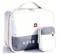 Dgawoum Medicine storage bag，Empty First Aid Bag with Dual Sizes, Multi-Compartment Medical Organizer, Water-Repellent Oxford Cloth for Home, Travel, Camping, Car - Includes Embroidered Medical Logo
