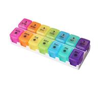 Dgayaeic Daily Pill Organizer | Anti-Moisture Chews Container | with 14 Removable Compartments Compact Day Night Pill Organizer | for Elderly Kids Men Purse Pocket Home Fridge Workplace Morning