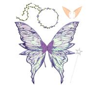 Dgayaeic Halloween Fairy Wings Set, Girls/women Butterfly Wings Cosplay Costume, 4-Pieces Set Cute Butterfly Costume, Cosplay Dress Up Accessories, Fit for Kids and Adults