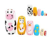 Dgayaeic Nesting Dolls for Toddler, 6 Layers Wooden Cow Russian Toys, Animal Toys for School Classroom Living Room Bedroom Offices Dormitory Car Apartment Birthday Party