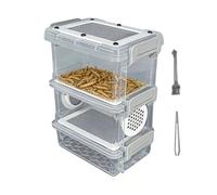 Dgayaeic Silkworm Breeding Box - Multi-Layer Breathable Container Keeper with Tweezers,Small Animal Breeding Case - Reptiles Lizards Tortoises Backyard Classroom Science Projects Camping Outdoor