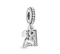 DGAYU 925 Sterling Silver Number Charm Beads - Elegant Birthday & Anniversary Number Charms for Women’s Bracelet Jewelry(21th)