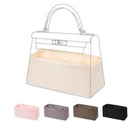 DGAZ Bag Organizer Insert, Silk Handbag Organizer, Luxury Handbag & Tote Organizer, Fits Kelly 20/25/28/32/35/40 Bags (Craie, KL25)