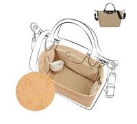 DGAZ Handbag Organiser for Le Pliage Energy Series, Silk & Dupont Paper, with Zipped Pocket and Bottle Holder, Lightweight Bag Insert (Chai, Energy S)