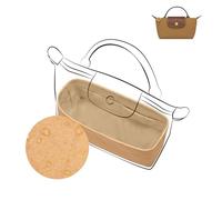 DGAZ Lightweight Bag Organiser for Longchamp Le Pliage Series Bags, Silk Luxury DupontPaper Innerbag for Le Pliage Mini, two Handles (Chai)