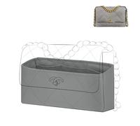 DGAZ Silk Bag Organiser Fits Chanel 19 Handbag, Silky Smooth Bag Insert, Luxury Handbag & Purse Insert (Pearl Grey, Flap26)