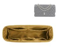 DGAZ Silk Bag Organiser Fits Chanel CF Classic Flap Handbag, Silky Smooth Bag Insert, Luxury Handbag & Purse Shaper (Biscuit, Mini 20)