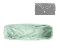 DGAZ Silk Bag Organiser Fits Chanel CF Classic Flap Handbag, Silky Smooth Bag Insert, Luxury Handbag & Purse Shaper (Vert Deau, Medium 25)