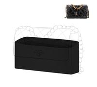 DGAZ Silk Purse Organizer Insert Fits Chanel 19 Handbag，Silky Smooth Bag Organiser, Luxury Handbag & Purse Shaper (Black, Jumbo30)