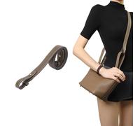 DGAZ TC Leather Crossbody Strap for Hermes Picotin/Lindy/Evelyne, Handmade Shoulder Bag Strap Replacement (Etoupe Grey, 2.7cm Wide, 70cm Length,Gold Studs)