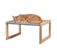 DGBAOBEI Cat Bed, Cat Sofa with Solid Wood Frame, Linen Fabric Cats Cradle,A Comfortable Space for Cats (Grey)