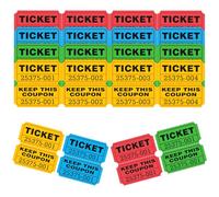 DGBDPACK 400 Pcs Raffle Tickets Roll, 50/50 Double Ticket Suitable for Events, Fundraisers, Entry, Class Reward & Prizes(4 Colors - Red/Blue/Green/Yellow)