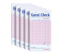 DGBDPACK Guest Check Books for Servers, 5 Pack of EP-3632-1 Server Note Pads, Thick Server Paper with Guest Receipt, Waitress Notepads - 250 Orders Total (Pink, 6.75"x3.5")