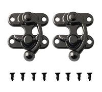 DGBRSM 2pcs Decorative Latch Clasps Lock Padlock Hasp Antique Hook Hasp Latch Gun Black Zinc Alloy Right Hook Latch with Mounting Screws Jewelry Chest Gift Wine Wooden Box Case Toggle Latch