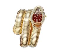 DGCZYXGL Snake Watches for Women, Snake Watch, Snake Shape Bangle Watches, Women's Dressing Snake Shape Bracelet Watch, G Red