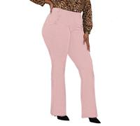 DGD Wrinkle-Free Stretch Dress Pants Plus Size for Women Pull-on Pant Ease into Comfort Office Pant, Light Pink, 4X-Large