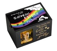 DGDCDV Pet Memorial Urns for Dog or Cat Ashes, Large Wooden Funeral Cremation Urns with Photo Frame, Memorial Keepsake Memory Box with Black Flannel as Lining, Loss Pet Memorial Remembrance Gift